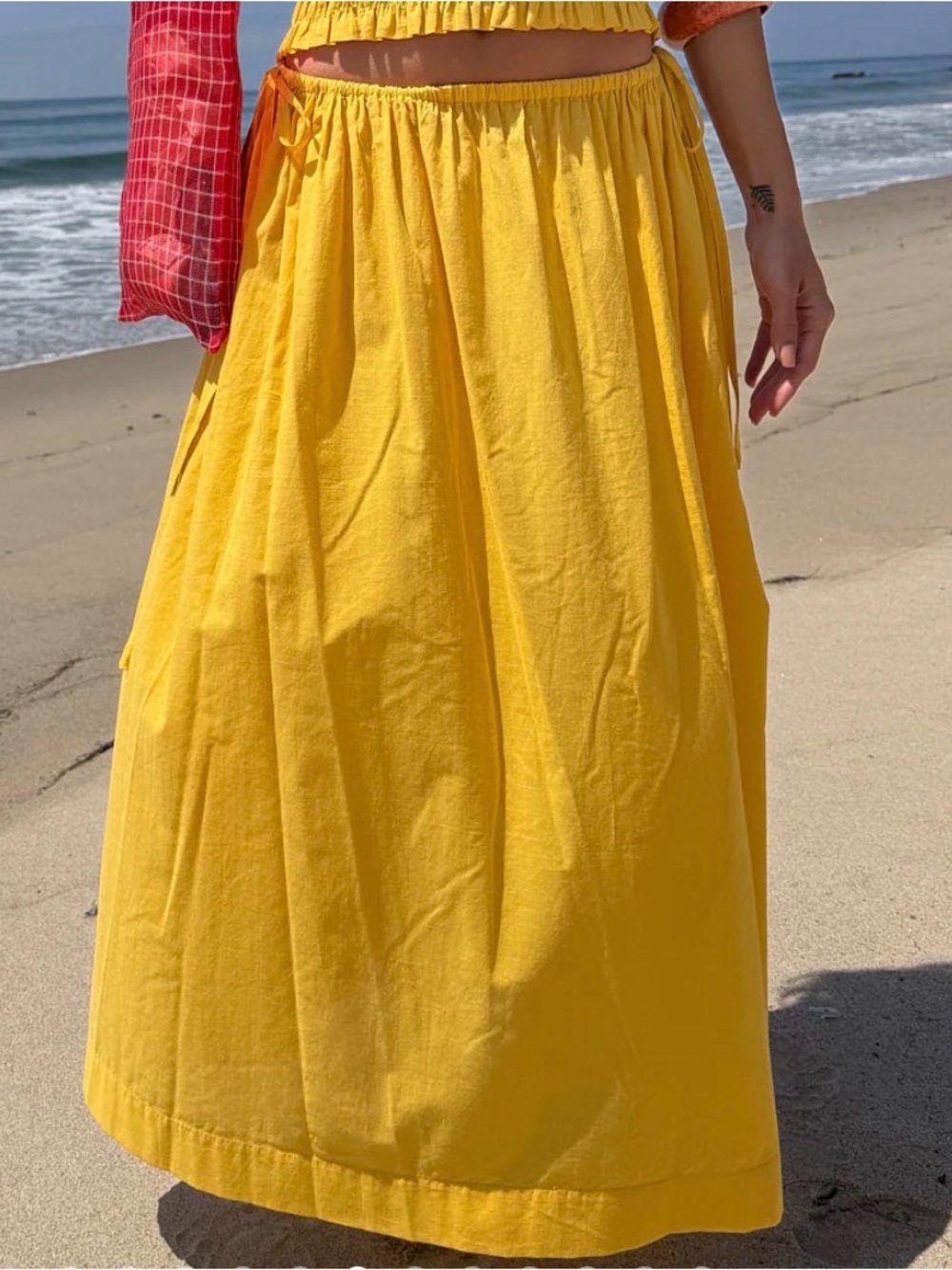 NWOT 100% cotton Lisa Says Gah yellow Avery midi skirt medium - Picture 1 of 6